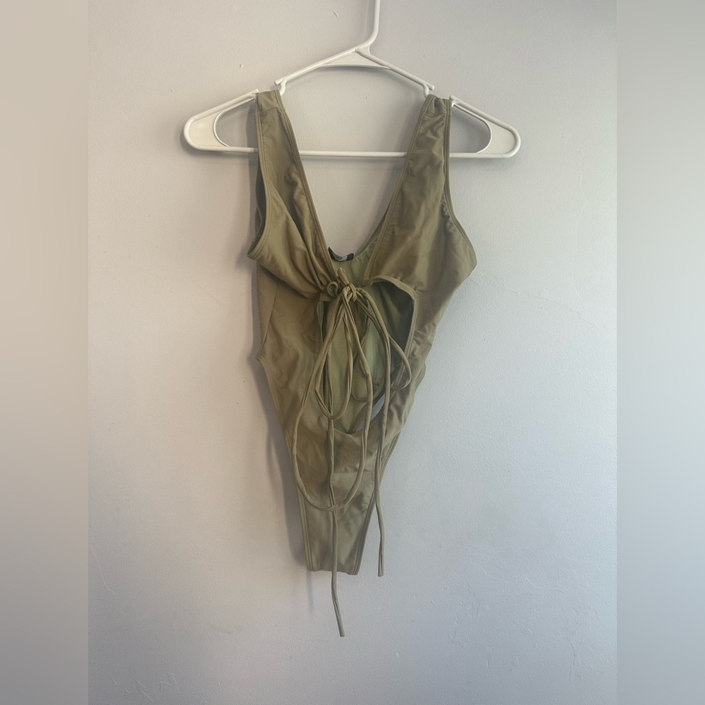 Khaki Tie-Back Bikini - Picture 1 of 7